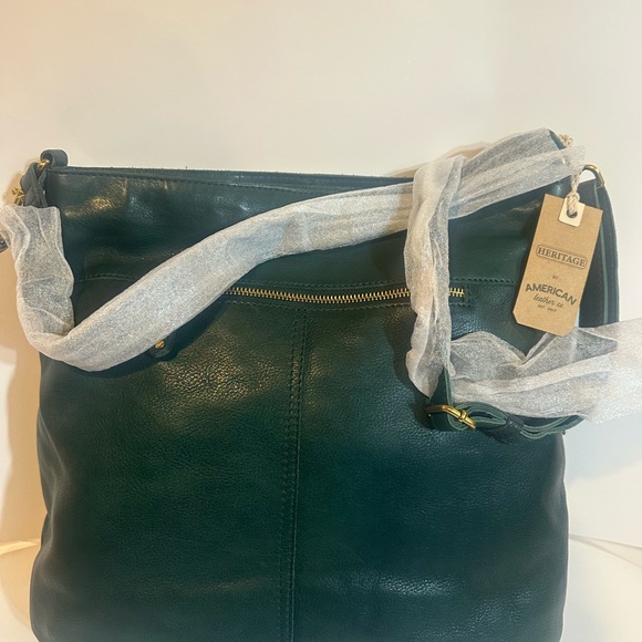 Chic Dark Green Leather Shoulder Bag - Picture 3 of 3